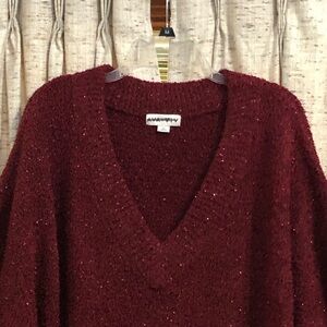 Ava & Viv V-Neck Long Sleeve Sparkly Sweater - 3X